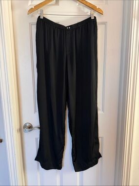 J. Crew Black Relaxed Satin pajama pants medium black